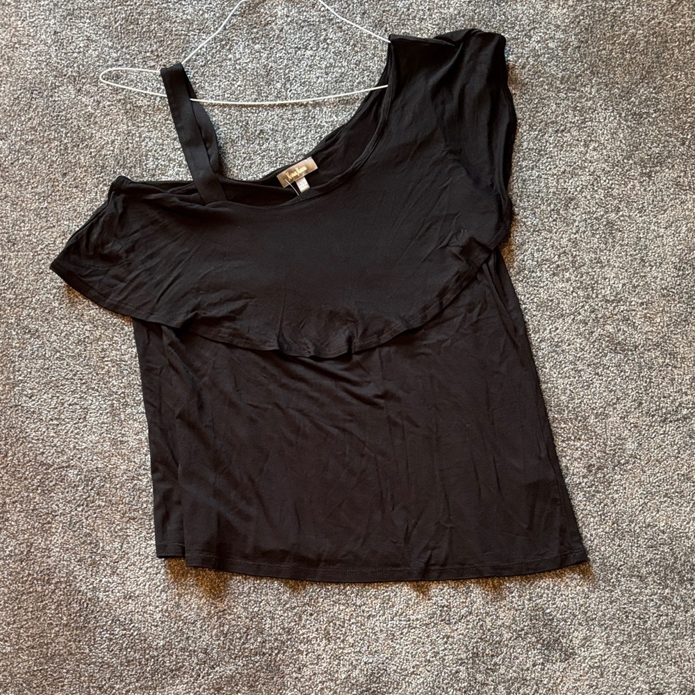 Neiman Marcus Black Asymmetrical Blouse